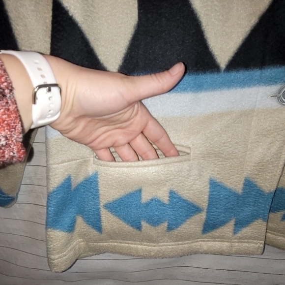 VICKI WAYNE SOUTHWEST FLEECE CARDIGAN JACKET, SZ LARGE PETITE - Picture 6 of 14